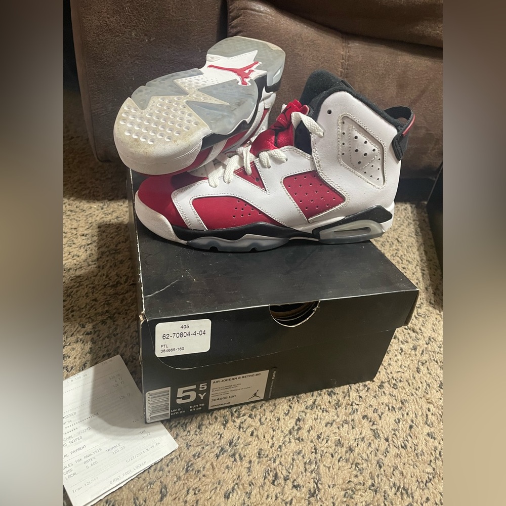 Air Jordan 6 Retro Carmine BG Size 5.5Y Sneakers (2014)